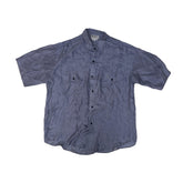 Vintage 90s light mauve dusky lilac pure 100% silk short sleeve oversized mens shirt size XXL by For